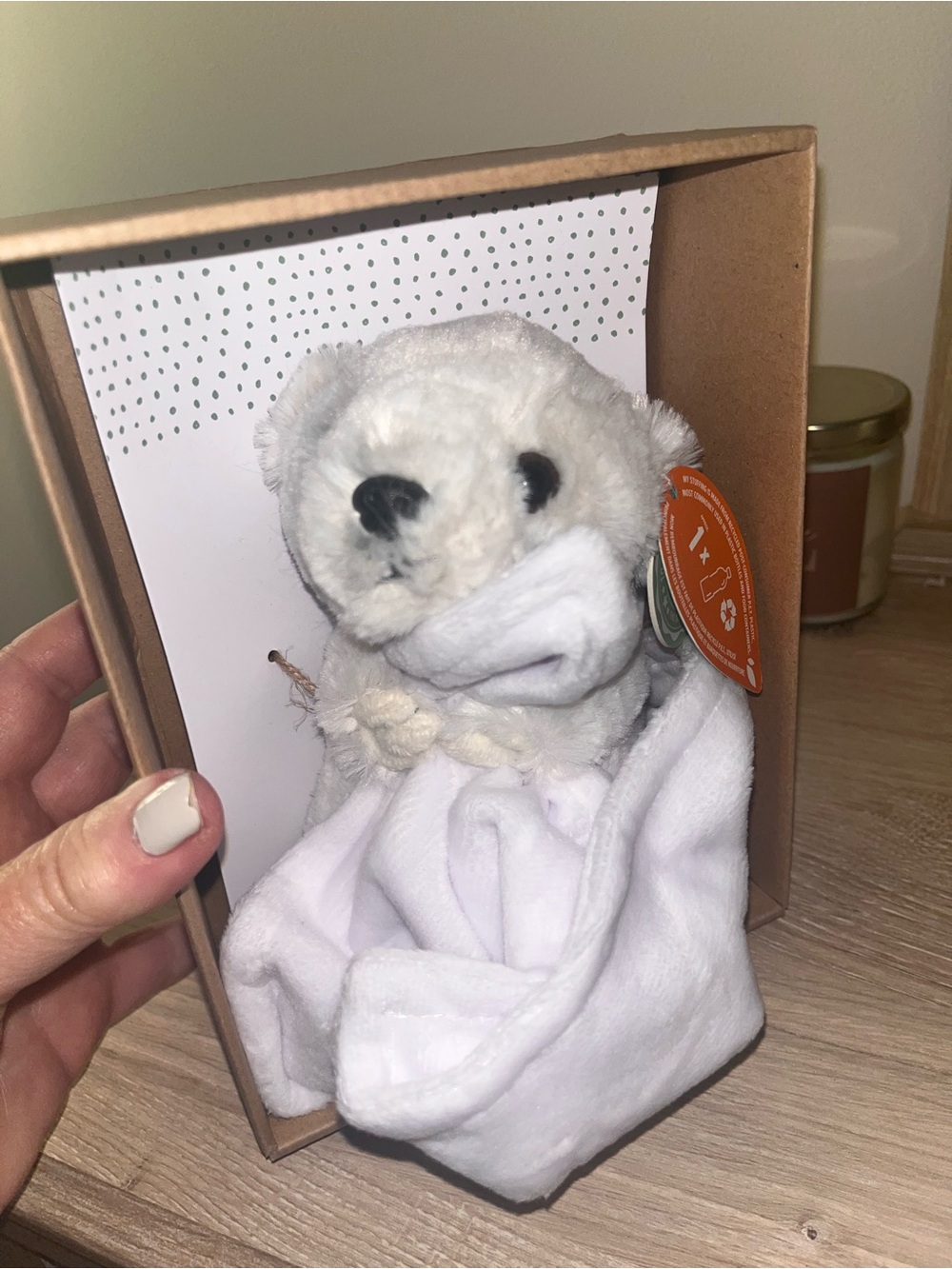 NWT, in the box, Rare! Living Nature Plush Baby Polar Bear Lovey.